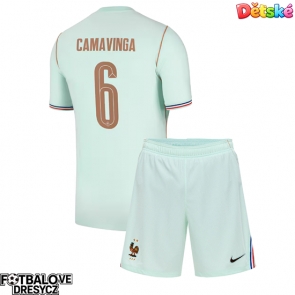 Francie Eduardo Camavinga #6 Dětské Venkovní dres komplet MS 2026 Krátký Rukáv (+ trenýrky)